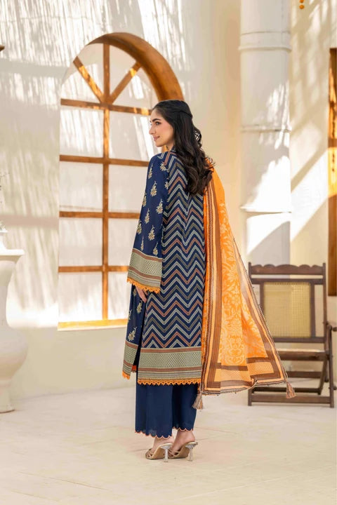 Inaya By KBC Fashion – 3 Pcs Unstitched Printed Lawn Suit (Dark Blue)