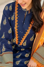 Inaya By KBC Fashion – 3 Pcs Unstitched Printed Lawn Suit (Dark Blue)