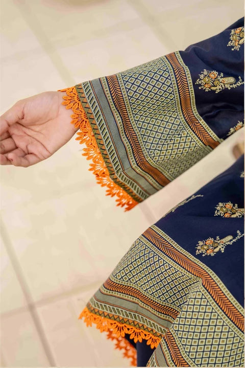 Inaya By KBC Fashion – 3 Pcs Unstitched Printed Lawn Suit (Dark Blue)