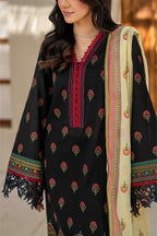 Inaya By KBC Fashion – 3 Pcs Unstitched Printed Lawn Suit (Black)