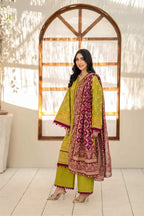 Inaya Vol. 1 By KBC Fashion 3-Piece Unstitched Printed Lawn Suit (Olive Green)