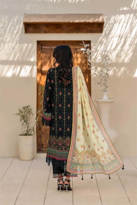 Inaya By KBC Fashion – 3 Pcs Unstitched Printed Lawn Suit (Black)