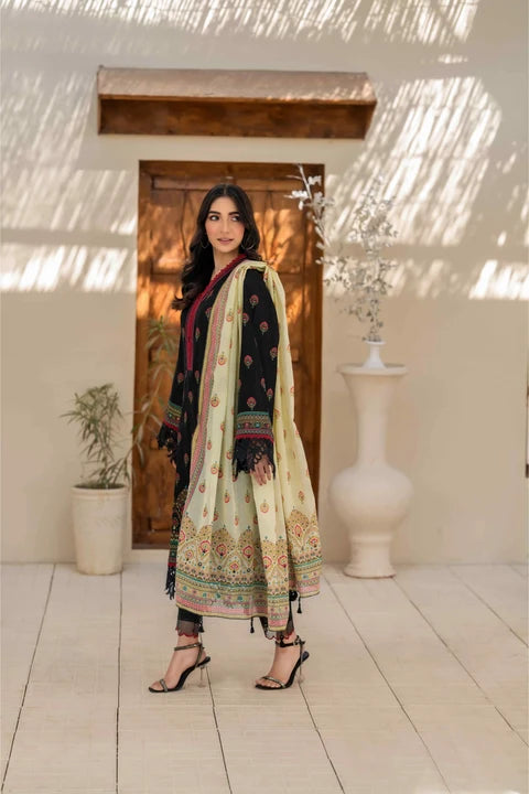 Inaya Vol. 1 By KBC Fashion 3-Piece Unstitched Printed Lawn Suit (Black)