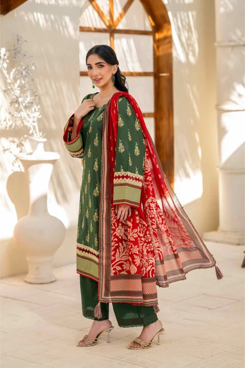 Inaya By KBC Fashion – 3 Pcs Unstitched Printed Lawn Suit (Green)