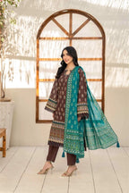 Inaya By KBC Fashion – 3 Pcs Unstitched Printed Lawn Suit (Brown)