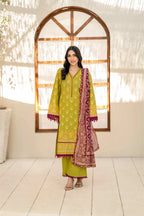 Inaya Vol. 1 By KBC Fashion 3-Piece Unstitched Printed Lawn Suit (Olive Green)