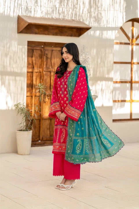 Inaya Vol. 1 By KBC Fashion 3-Piece Unstitched Printed Lawn Suit (Red)