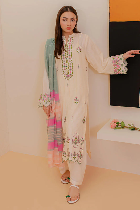 Zellbury Embroidered Kurta, Dupatta & Trouser