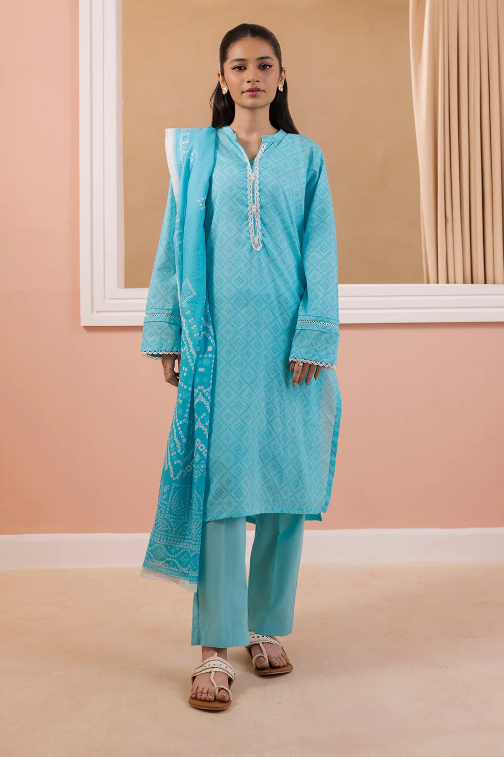 Zellbury Embroidered Kurta Dupatta and Trouser
