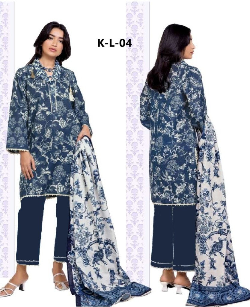 KHAADI-Unstitched 3-Piece printed Lawn Suit.