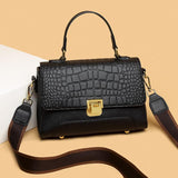 Black Textured Leather Handbag
