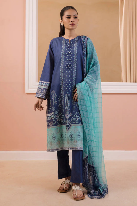 Zellbury Embroidered & Lawn Printed  Kurta Dupatta and Trouser Set