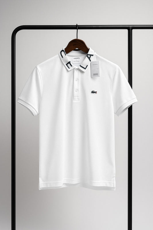 Lacoste Polo Shirt with Signature Lettered Collar