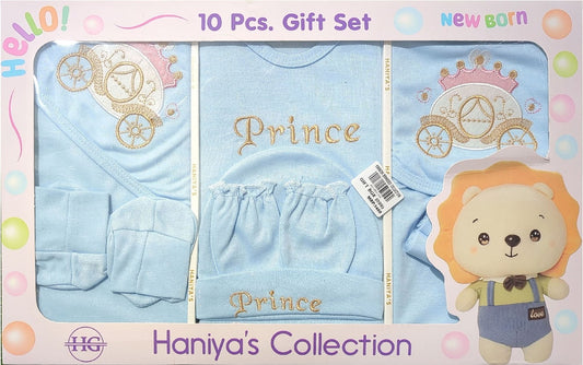 Haniya’s 10-Pcs Baby Gift Set – 0-3 Months (Baby Boy)