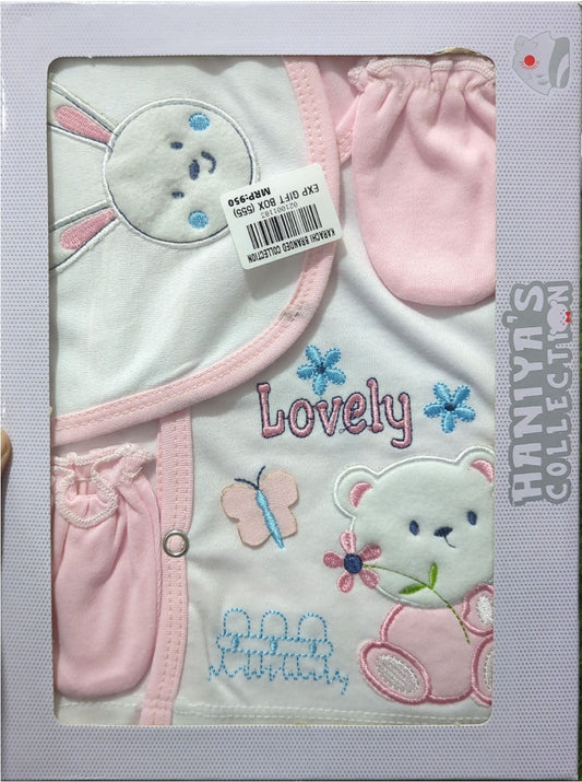 Haniya’s 5-Pcs Baby Gift Set – 0-3 Months (Baby Girl)