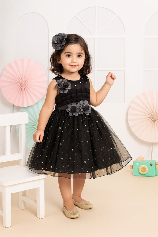 Elegant Party Frock for Girls (With Tights)