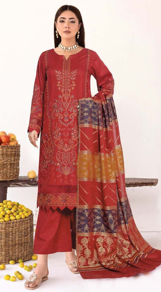 Uswa by Johra – Embroidered Jacquard Lawn 3 Piece Suit