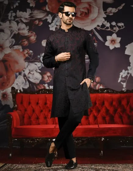 Jamawar Sherwani Kurta BY J.