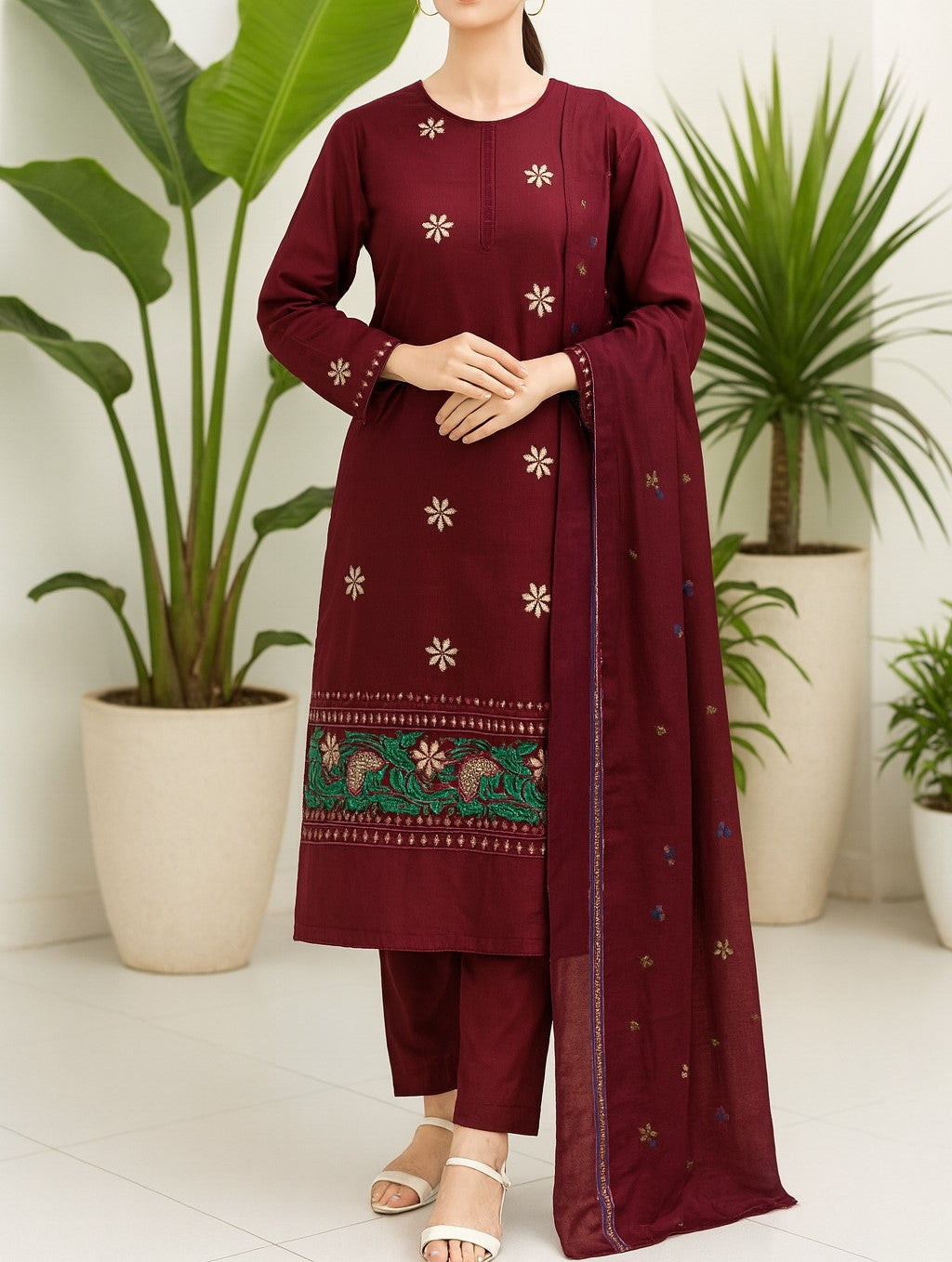 Mix Brand Embroidery Unstitched 3-Piece Suit
