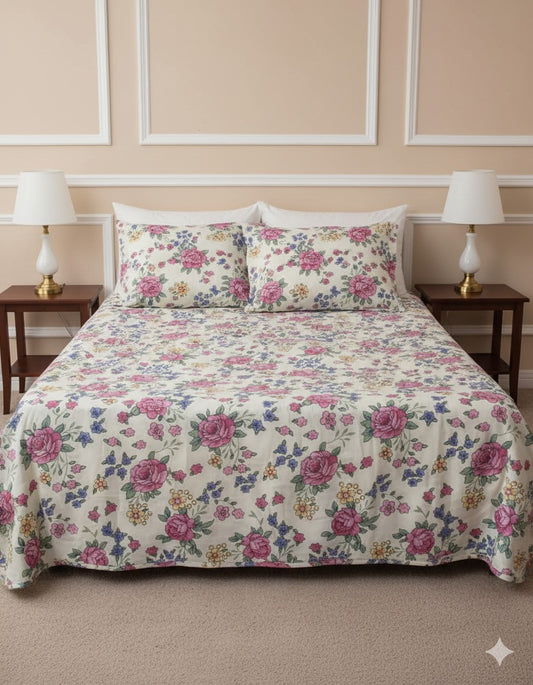 Floral Double Bed Sheet Set