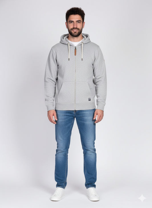 Men’s Light Grey Full Zip Hoodie