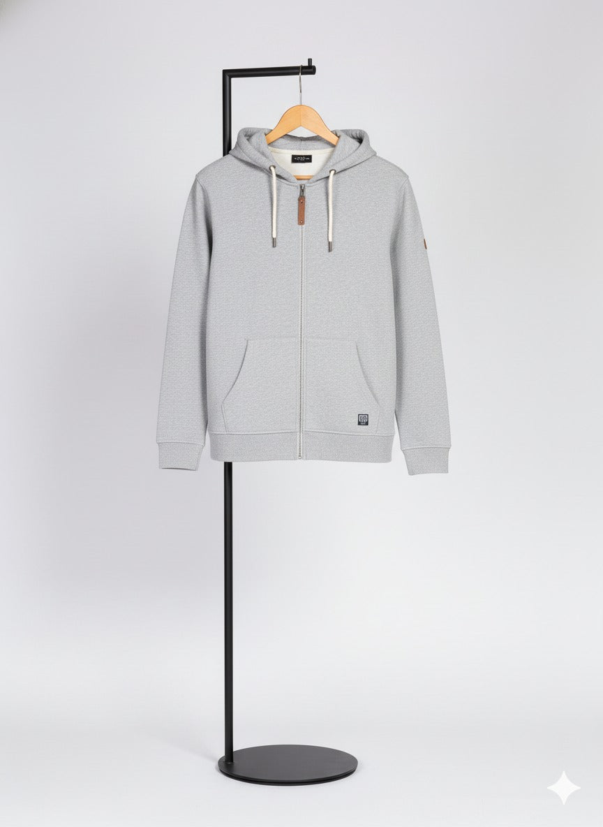 Men’s Light Grey Full Zip Hoodie