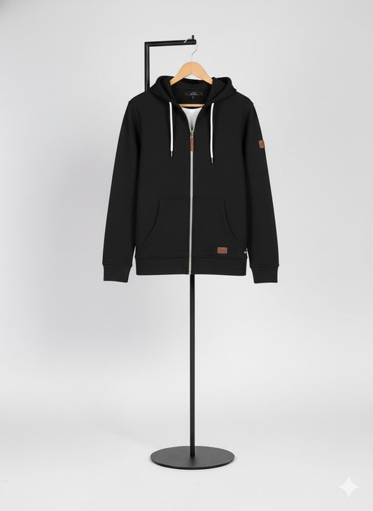 Men’s Classic Black Full Zip Hoodie – Bold, Minimal & Versatile