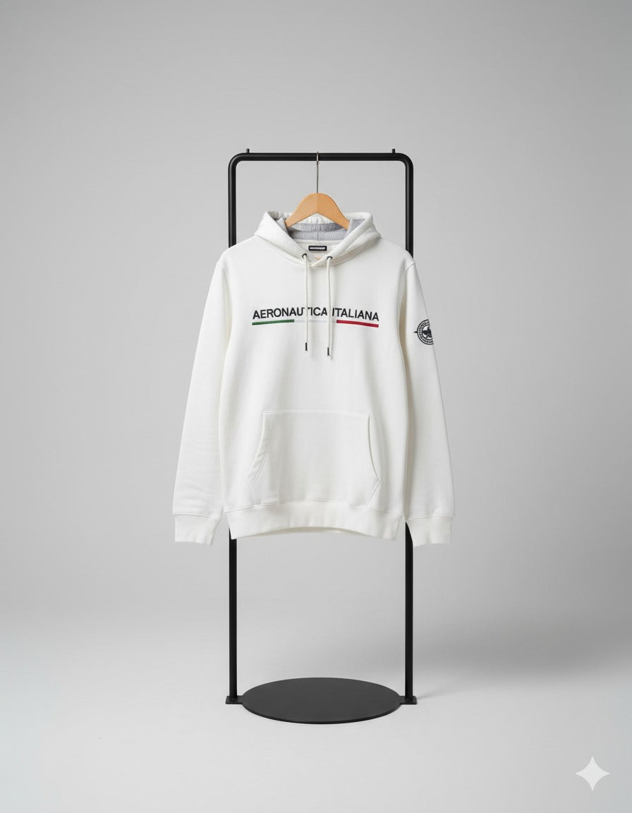 Men’s White Aeronautica Italiana Hoodie – Bold Design, Premium Comfort
