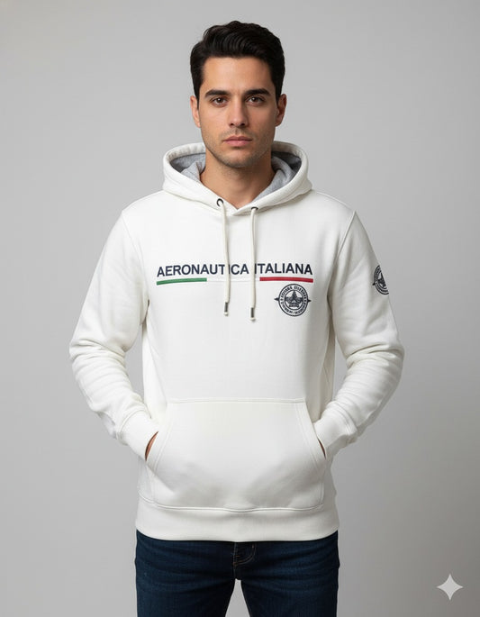 Men’s White Aeronautica Italiana Hoodie – Bold Design, Premium Comfort