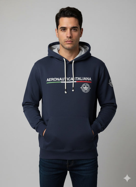 Men’s Navy Aeronautica Italiana Hoodie – Premium Comfort, Distinctive Style