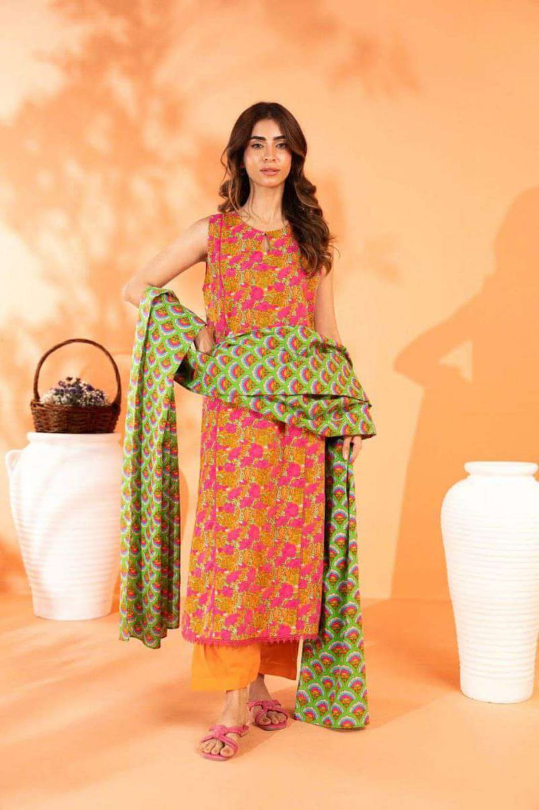 Al Karam Printed Khaddar Unstitched 3-Piece