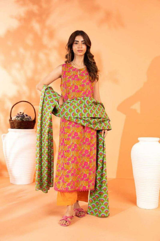 Al Karam Printed Khaddar Unstitched 3-Piece