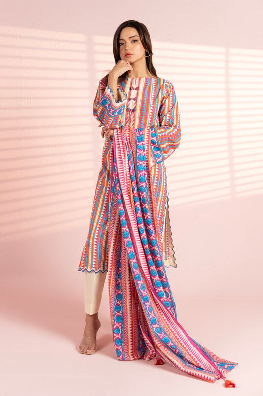 Al Karam Printed Khaddar Unstitched 3-Piece