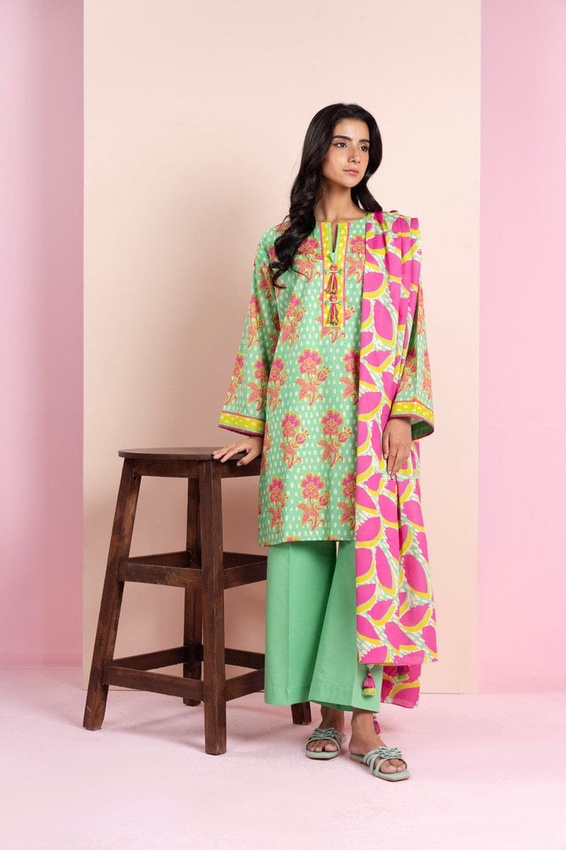 Al Karam Printed Khaddar Unstitched 3-Piece