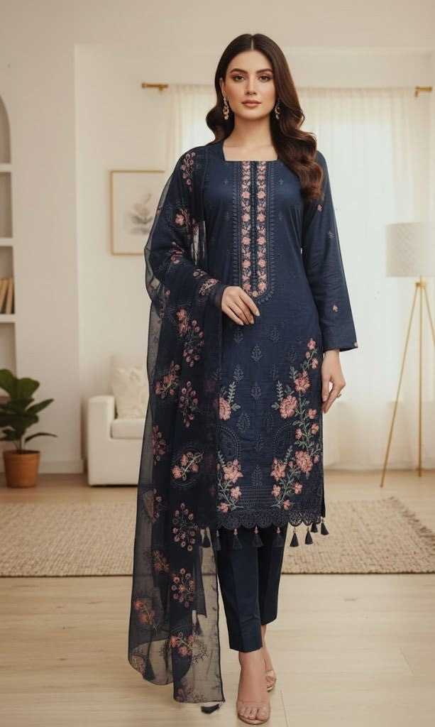 MINA 3PC Embroidery Lawn by SB Fashion