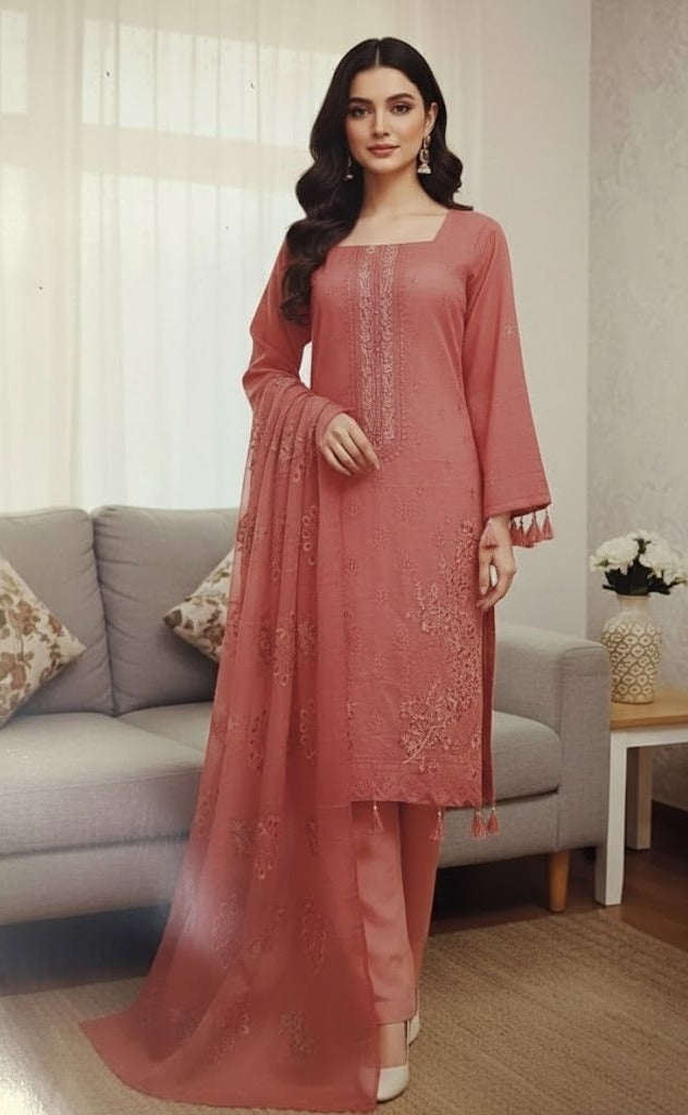 MINA 3PC Embroidery Lawn by SB Fashion