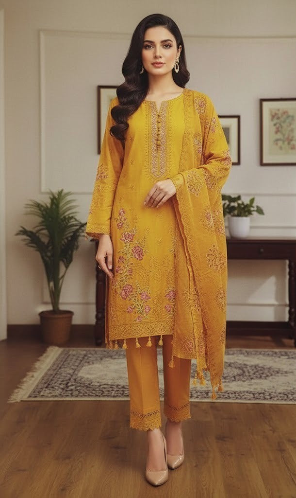 MINA 3PC Embroidery Lawn by SB Fashion