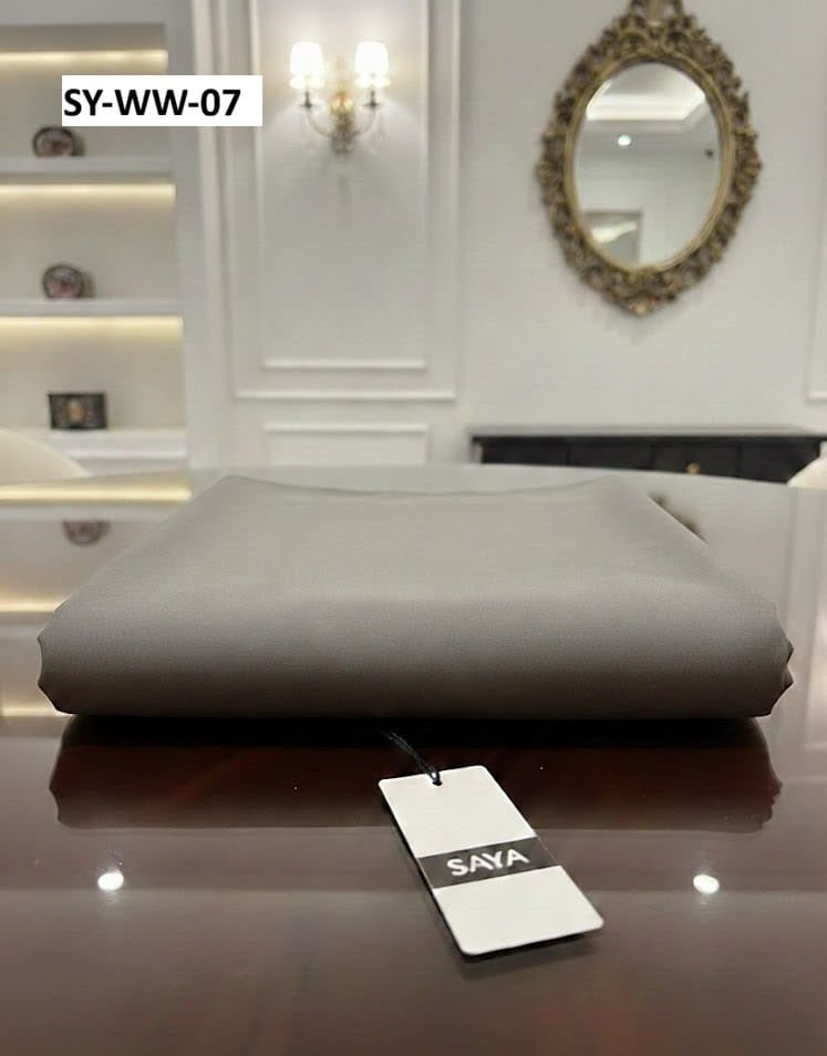 SAYA MEN'S Unstitched Premium Wash & Wear Suit (White)