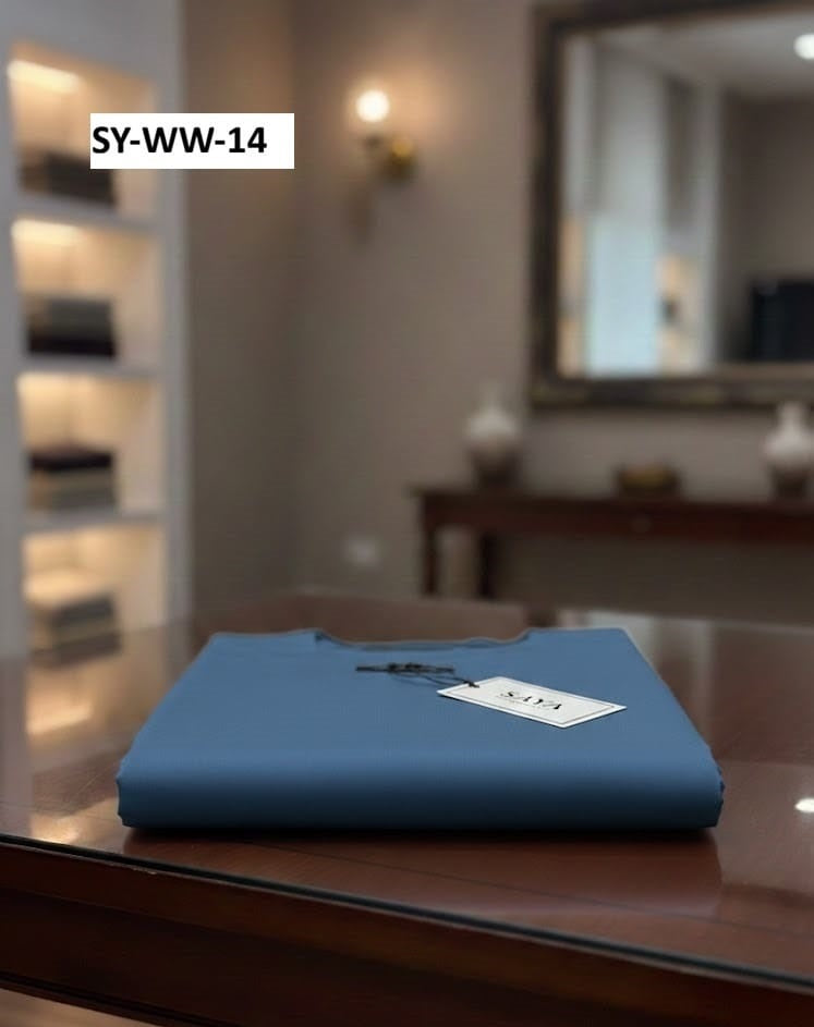 SAYA MEN'S Unstitched Premium Wash & Wear Suit (White)