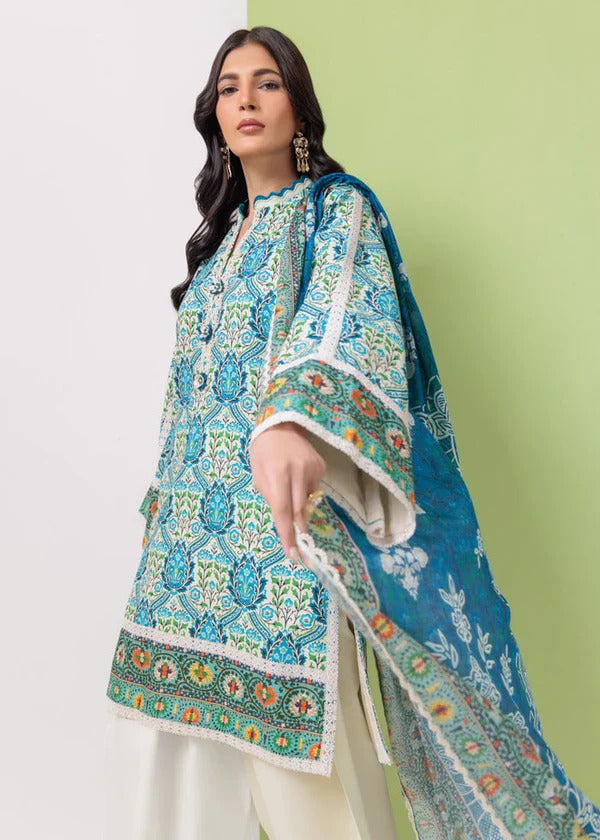 Bonanza Satrangi-3PC-Unstitch Lawn (Sky green)