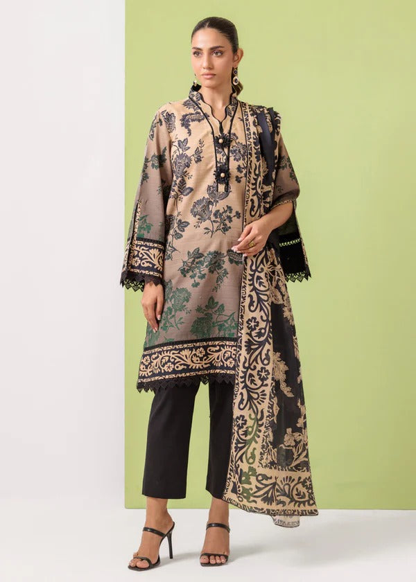 Bonanza Satrangi-3PC-Unstitch Lawn (Gray & Black)