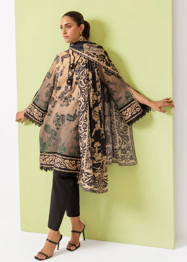 Bonanza Satrangi-3PC-Unstitch Lawn (Gray & Black)