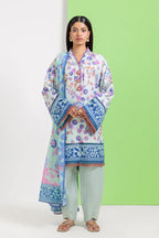 Bonanza Satrangi-3PC-Unstitch Lawn (White & Blue)