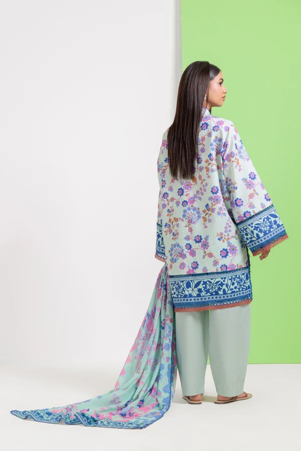 Bonanza Satrangi-3PC-Unstitch Lawn (White & Blue)