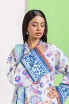 Bonanza Satrangi-3PC-Unstitch Lawn (White & Blue)