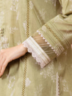 Edenrobe By Allure Unstitched Printed Lawn (Olive Green)