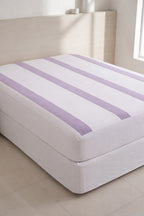 KBC Terry Water Proof Fitted Mattress Cover (White&purple)