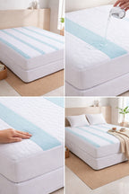 KBC Terry Water Proof Fitted Mattress Cover (White&green)