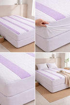 KBC Terry Water Proof Fitted Mattress Cover (White&purple)