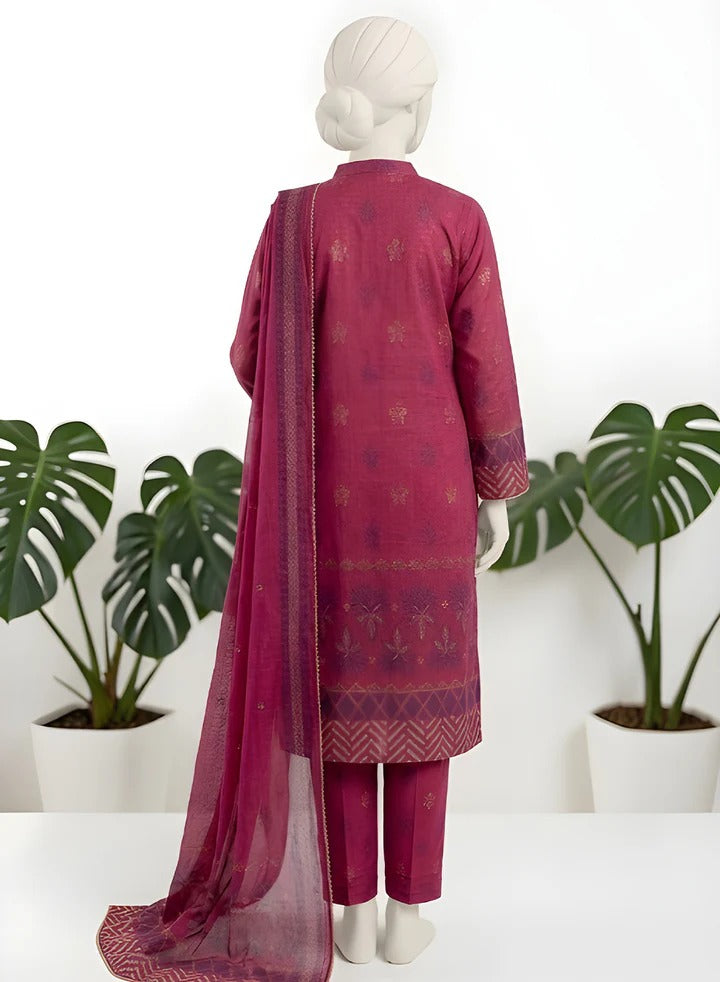 Almeerah-3PC-Unstitch Jacquard Lawn (Night shadz)